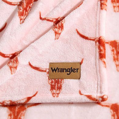 Wrangler Steer Head Pink Throw Blanket