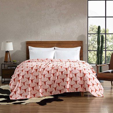 Wrangler Steer Head Pink Throw Blanket