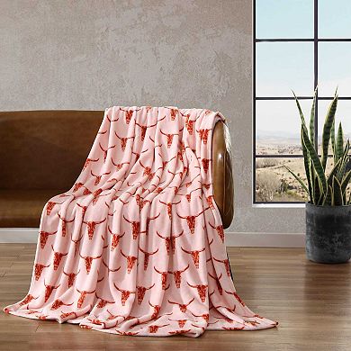 Wrangler Steer Head Pink Throw Blanket