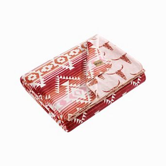 Wrangler Jericho Reversible Pink Throw Blanket