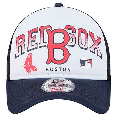 Men's New Era White Boston Red Sox Retro Wordmark 9FORTY A-Frame Trucker Adjustable Hat