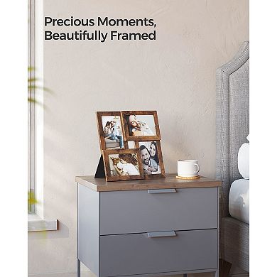 Picture Frames For 4 Photos In 4" X 6" Collage Photo Frames, Wood Grain Frames Glass Front