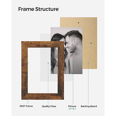 Picture Frames For 4 Photos In 4" X 6" Collage Photo Frames, Wood Grain Frames Glass Front