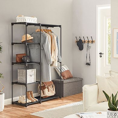 Clothes Rack, Closet Racks for Hanging Clothes, Clothes Wardrobe with 3 Hanging Rods and Shelves