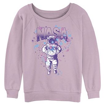 Juniors' Nasa Floral Spaceman Graphic Pullover