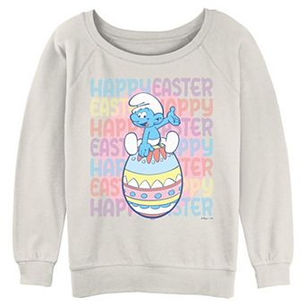 Juniors' Smurfs Happy Easter Graphic Pullover