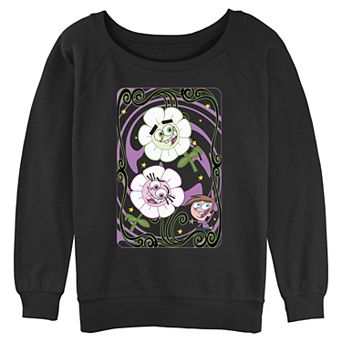 Juniors' Fairly Oddparents Spring Flowers Card Graphic Pullover