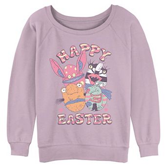 Juniors' Ahh Real Monsters Happy Easter Graphic Pullover