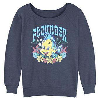 Disney's The Little Mermaid Flounder Floral Wreath Juniors' Graphic Pullover