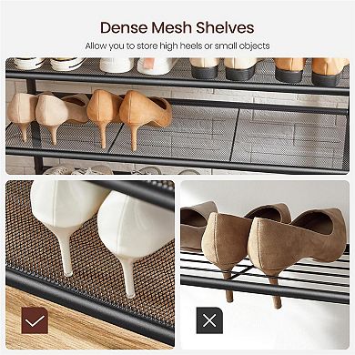 Hall Tree With Shoe Bench, Coat Rack Shoe Bench, 5-tier Shoe Rack Different Heights Brown And Black