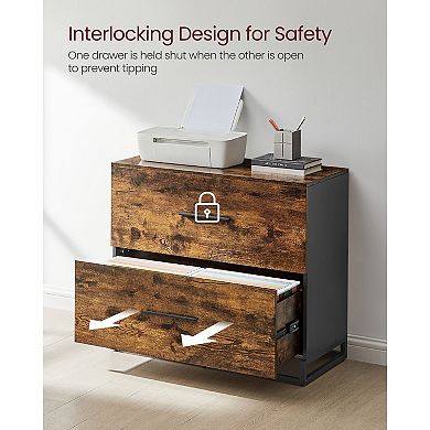 Lateral File Cabinet, Home Office Printer Stand, 2-drawer Filing Cabinet