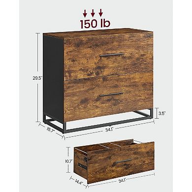 Lateral File Cabinet, Home Office Printer Stand, 2-drawer Filing Cabinet