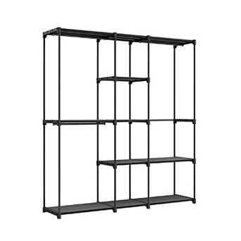Freestanding Closet Organizer, Portable Wardrobe with Hanging Rods, Clothes Rack, Storage Organizer