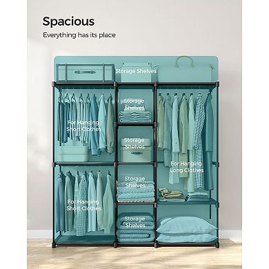 Freestanding Closet Organizer, Portable Wardrobe with Hanging Rods, Clothes Rack, Storage Organizer