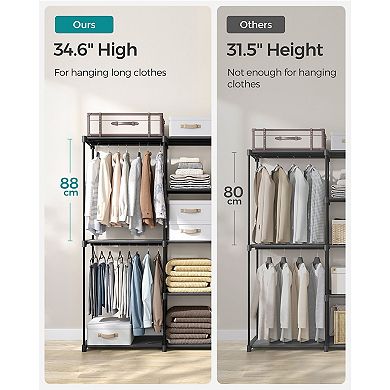 Freestanding Closet Organizer, Portable Wardrobe with Hanging Rods, Clothes Rack, Storage Organizer