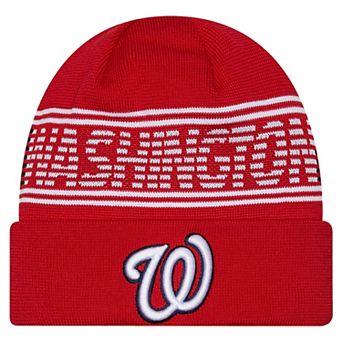 Men's New Era Red Washington Nationals Authentic Collection Cuffed Knit Hat