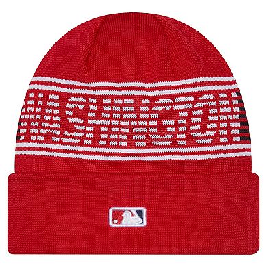 Men's New Era Red Washington Nationals Authentic Collection Cuffed Knit Hat