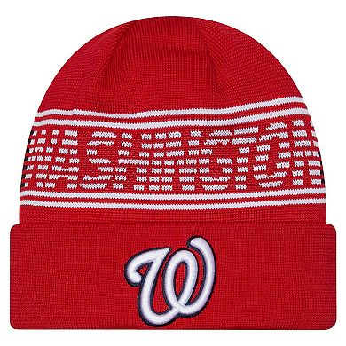 Men's New Era Red Washington Nationals Authentic Collection Cuffed Knit Hat