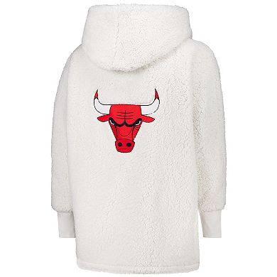 Unisex The Best Lounger in the World By Jill Martin Cream Chicago Bulls Oversized Open-Front Hoodie Sweater