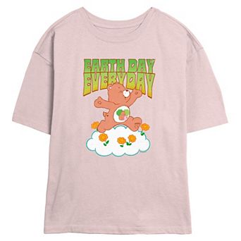Juniors' Care Bears Forest Friend Bear Earth Day Everyday Skimmer Graphic Tee