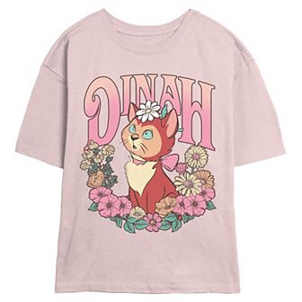 Disney's Alice In Wonderland Dinah Floral Wreath Juniors' Skimmer Graphic Tee