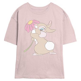 Disney's Bambi Thumper Hugging A Flower Juniors' Skimmer Graphic Tee