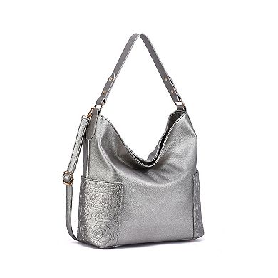 Mellow World Ryder Hobo Bag with Floral Embossed Pockets