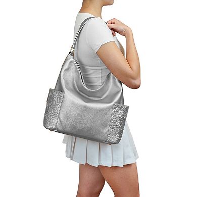 Mellow World Ryder Hobo Bag with Floral Embossed Pockets