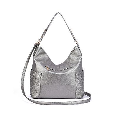 Mellow World Ryder Hobo Bag with Floral Embossed Pockets