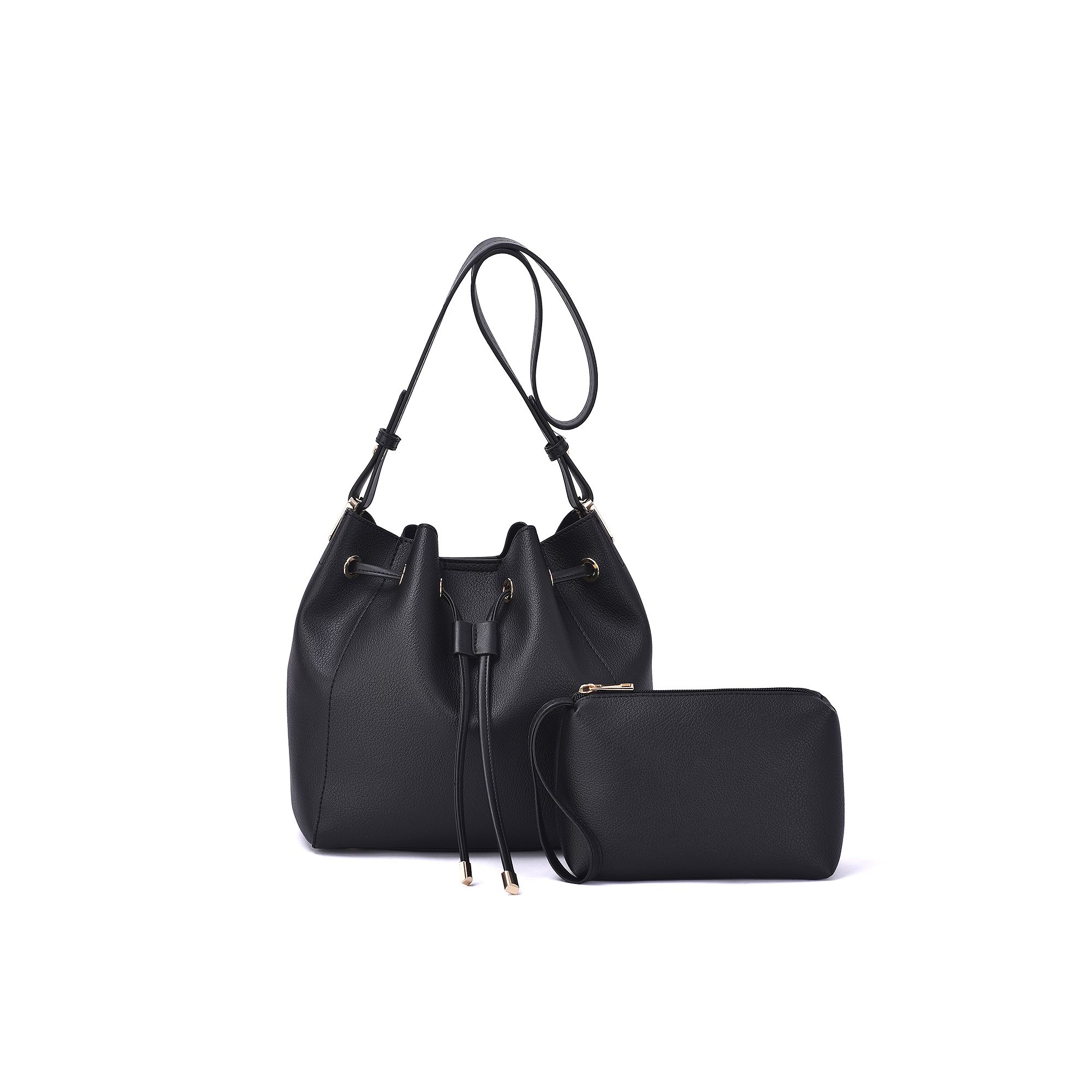 Mellow World Ashby Pouch & Drawstring Bucket Bag, Black