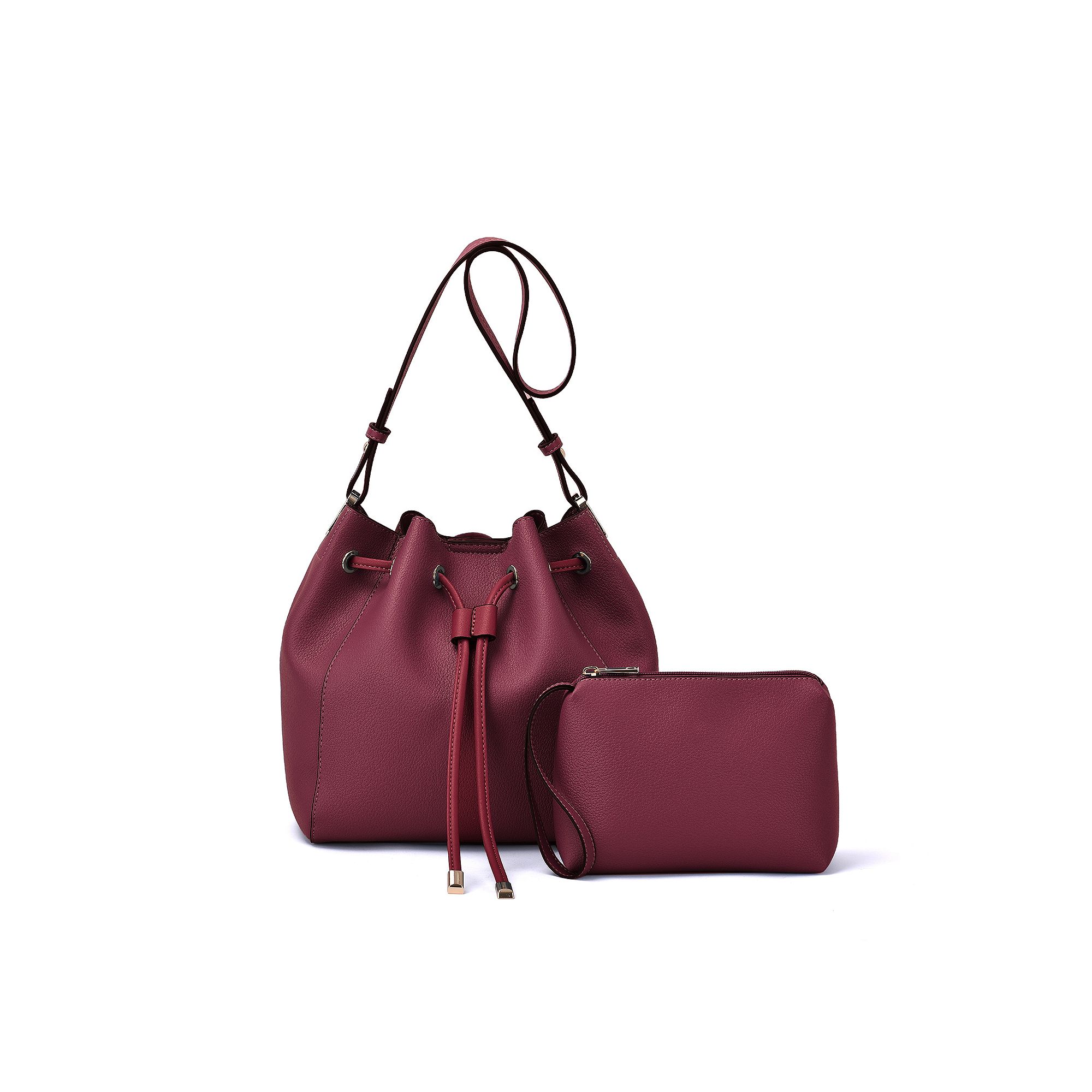Mellow World Ashby Pouch & Drawstring Bucket Bag, Red