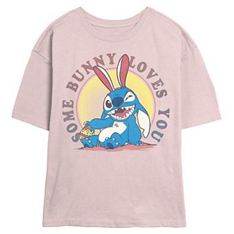 Disney's Lilo & Stitch Some Bunny Loves You Juniors' Skimmer Graphic Tee