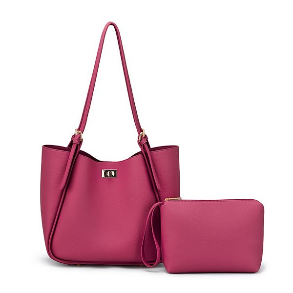 Mellow World Brooklyn Tote Bag with Adjustable Strap & Pouch - Magenta