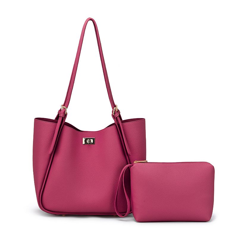 Mellow World Brooklyn Tote Bag with Adjustable Strap & Pouch, Pink