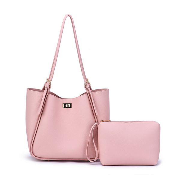 Mellow World Brooklyn Tote Bag with Adjustable Strap & Pouch - Mistyrose