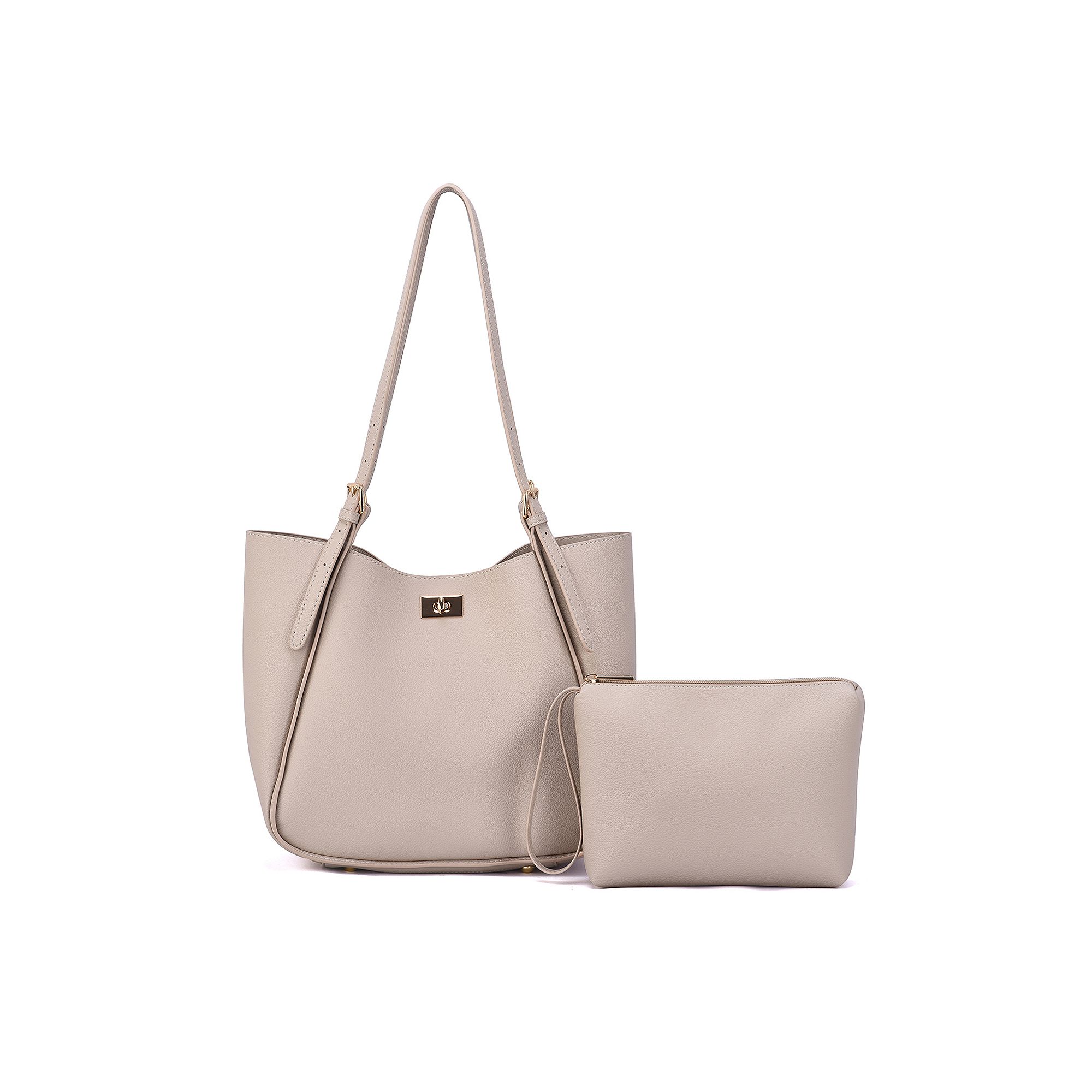 Mellow World Brooklyn Tote Bag with Adjustable Strap & Pouch, Brown