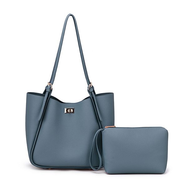 Mellow World Brooklyn Tote Bag with Adjustable Strap & Pouch - Slate Blue