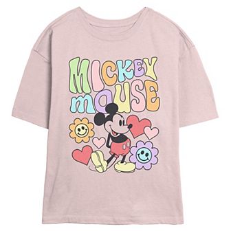 Disney's Mickey Mouse Floral Fun Juniors' Skimmer Graphic Tee