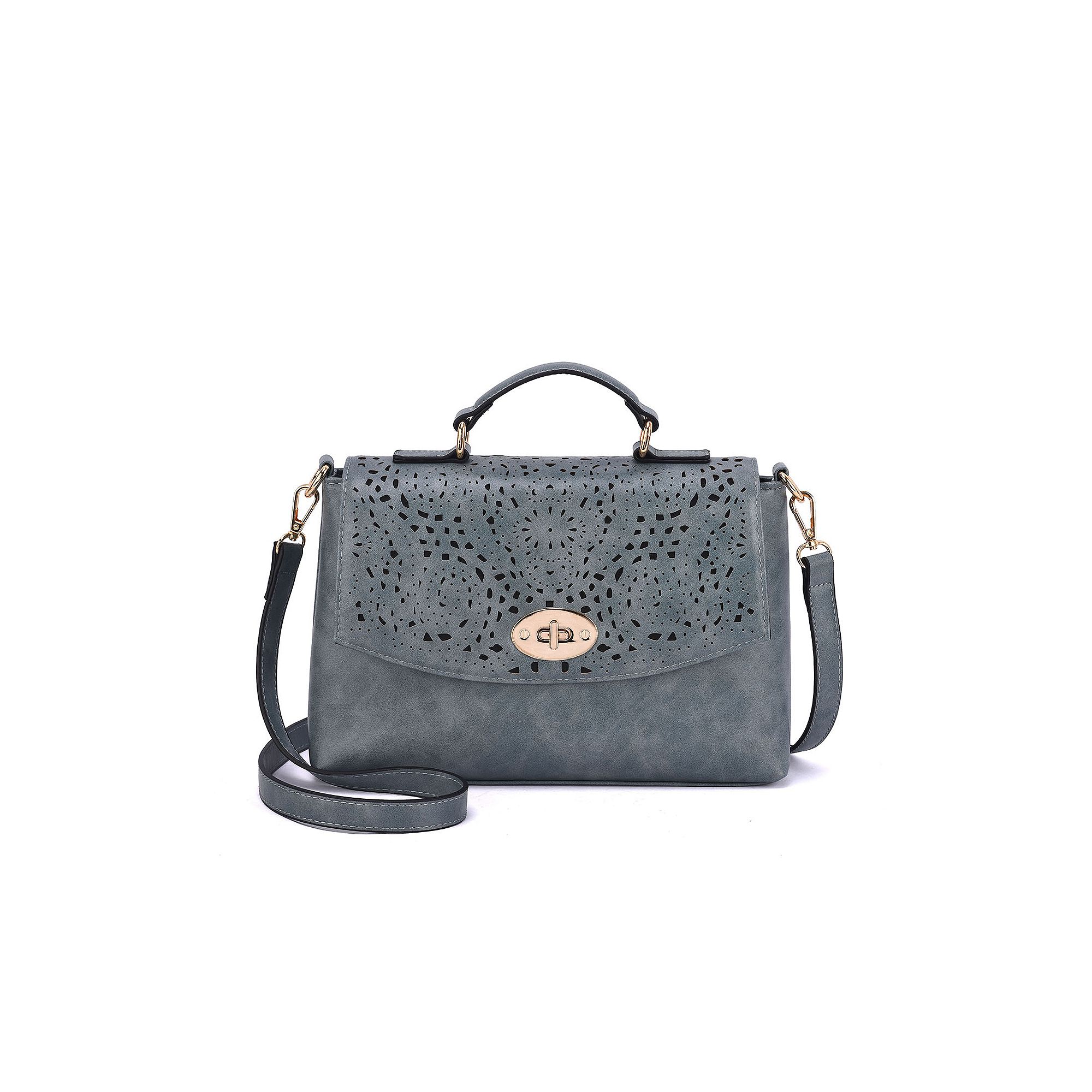Mellow World Quinn Perforated Crossbody Bag, Blue Grey