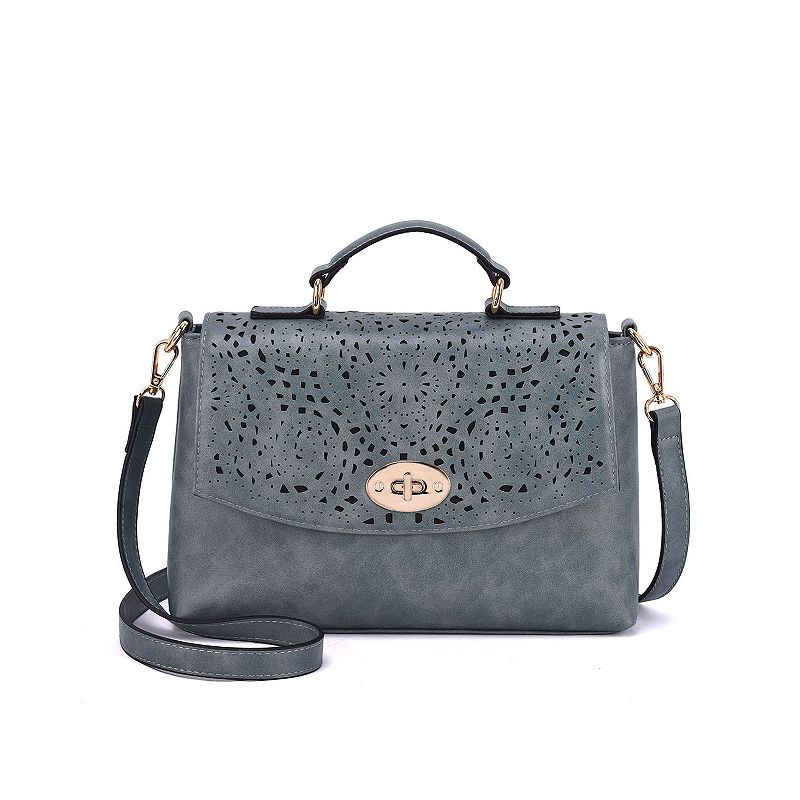 Mellow World Quinn Perforated Crossbody Bag, Blue Grey