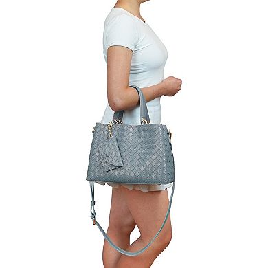 Mellow World Maeve Woven Embossed Satchel Bag