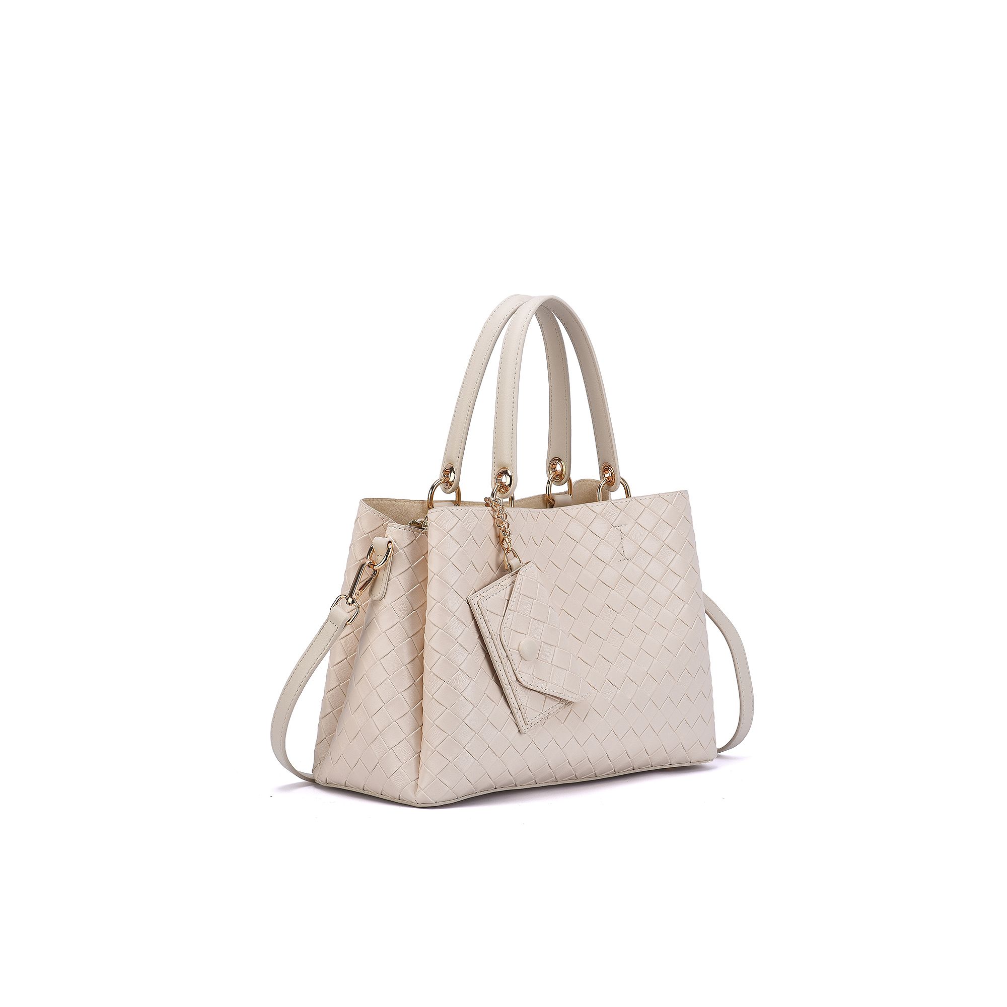 Mellow World Maeve Woven Embossed Satchel Bag, Beige