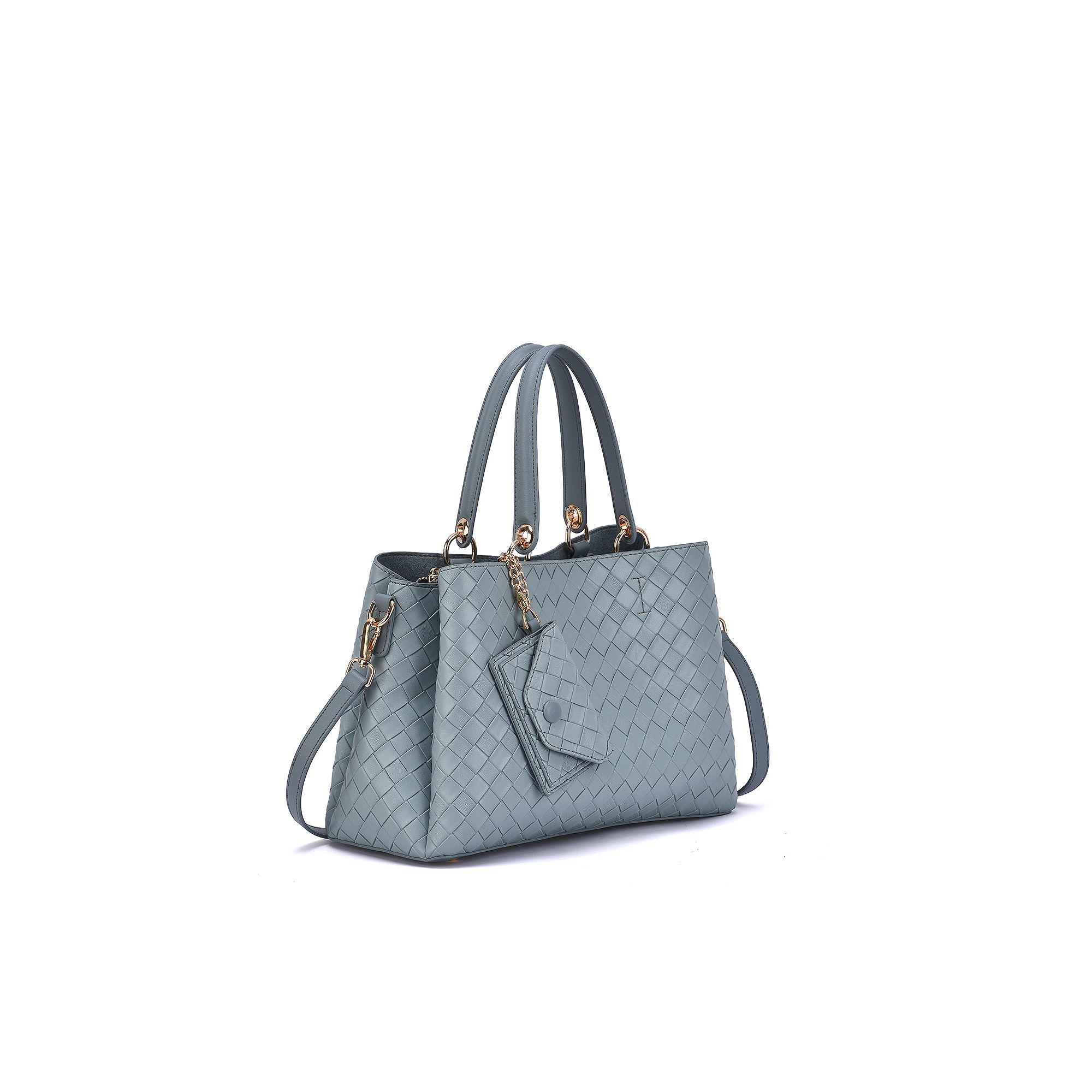 Mellow World Maeve Woven Embossed Satchel Bag, Dusty Blue