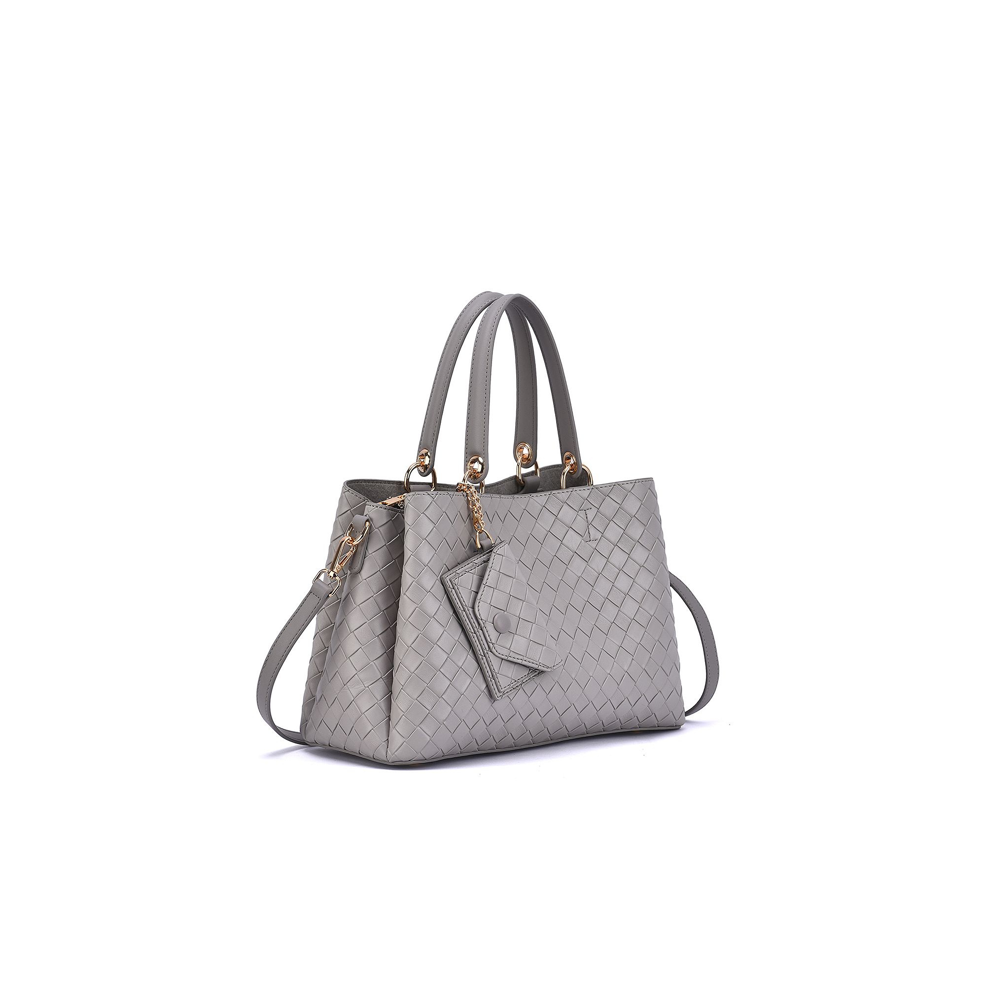 Mellow World Maeve Woven Embossed Satchel Bag, Grey