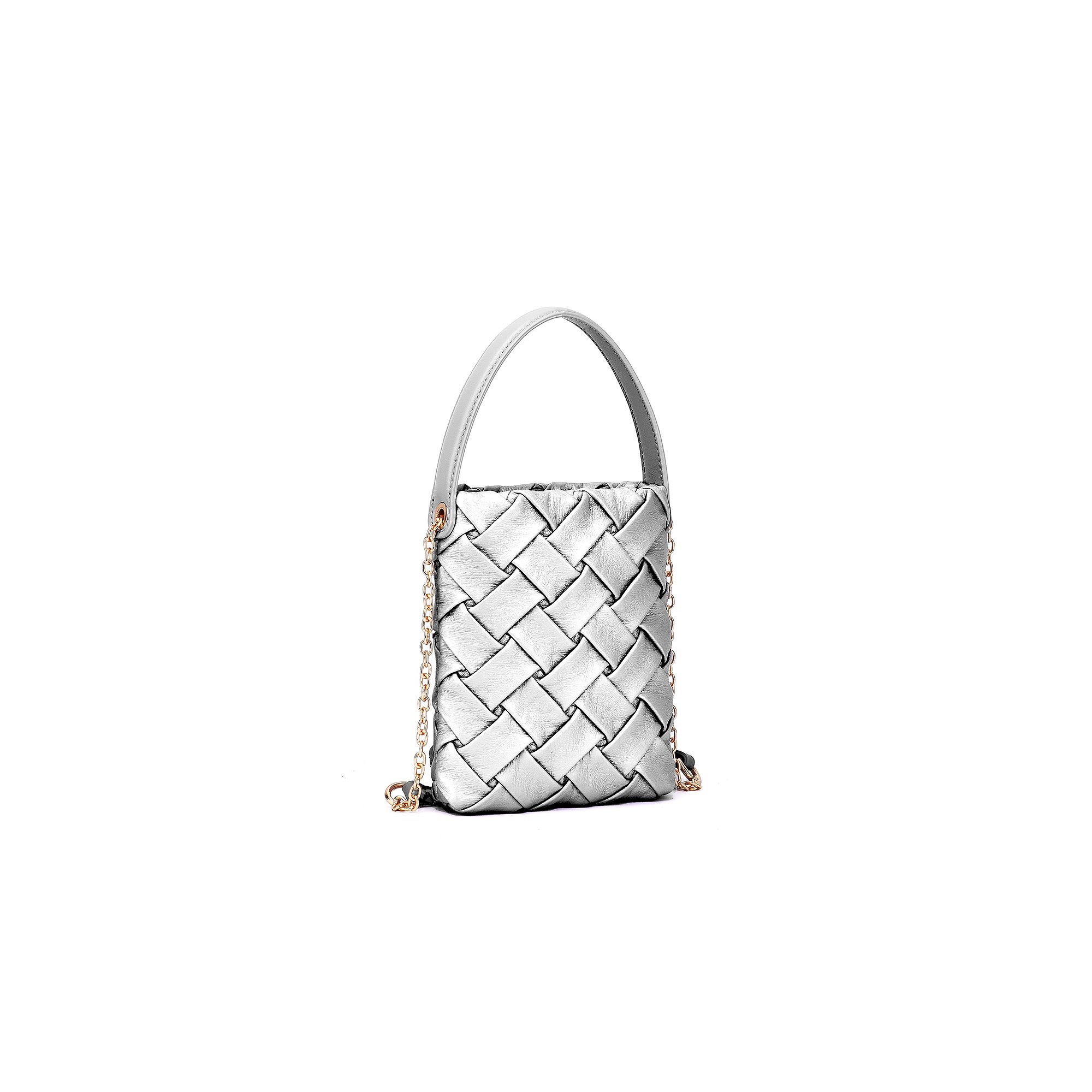 Mellow World Tria Woven Embossed Crossbody Bag, Silver