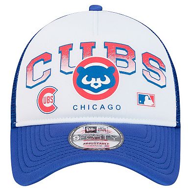 Men's New Era White Chicago Cubs Retro Wordmark 9FORTY A-Frame Trucker Adjustable Hat