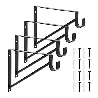 Metal Hanging Shelf Rod Bracket Holder & Support 4 pc