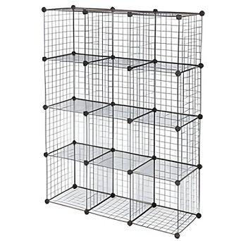 Metal Wire Organizer Storage Bookcase 12-Cube