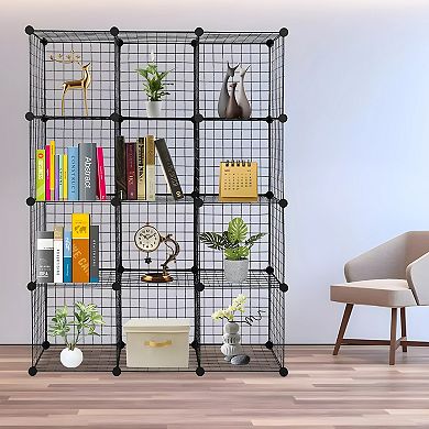 Metal Wire Organizer Storage Bookcase 12-Cube