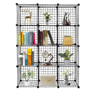 Metal Wire Organizer Storage Bookcase 12-Cube